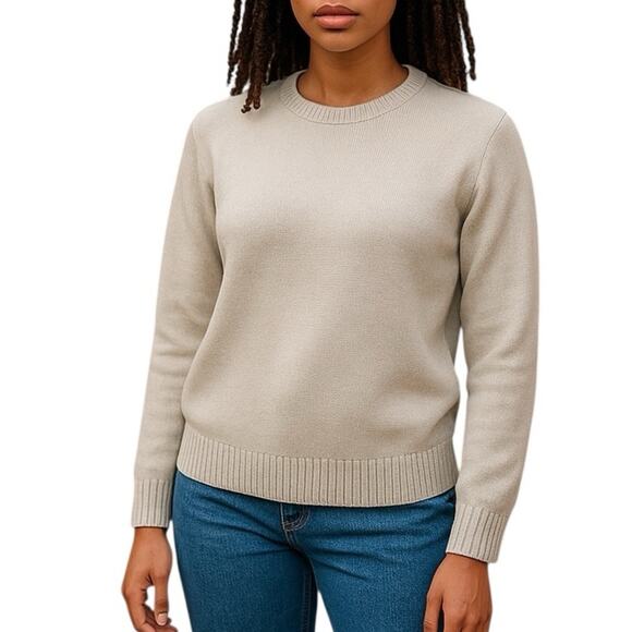 J. Crew Organic Cotton Heavy Knit Oversized Crewneck Sweater Oatmeal Size XS - Picture 1 of 13